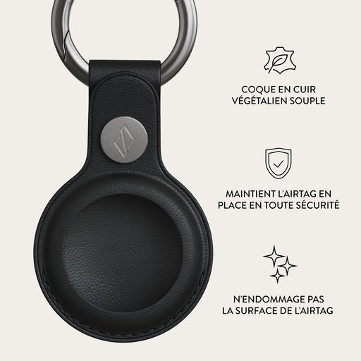 Coque en silicone avec anneau de porte-clés pour Airtag (noir)
